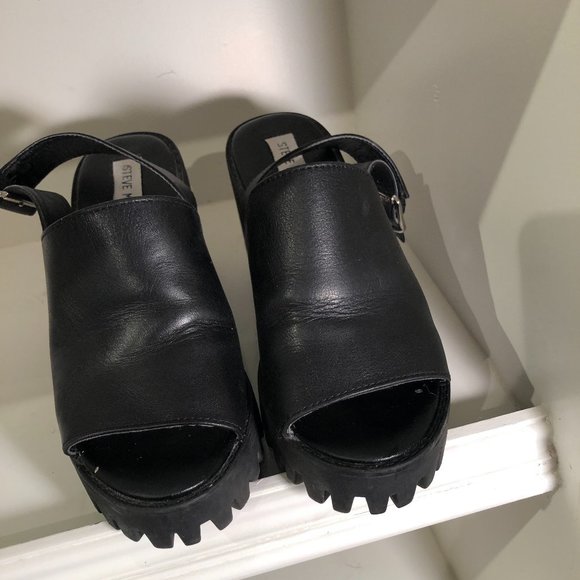 Steve Madden Chunky Platform Black Slingbacks - Sz 7 - Picture 1 of 7